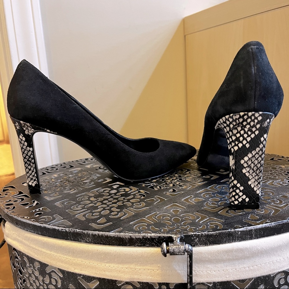 NINE WEST Python Heel Black Suede Shoes